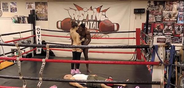  Domina cuckolds in boxing gym for cum
